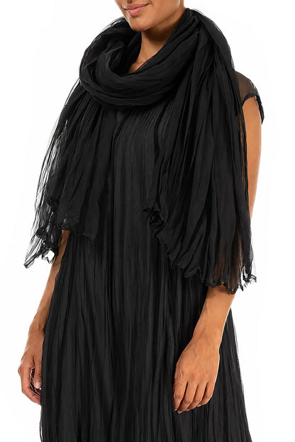 Black Crumpled Silk Chiffon Scarf 3