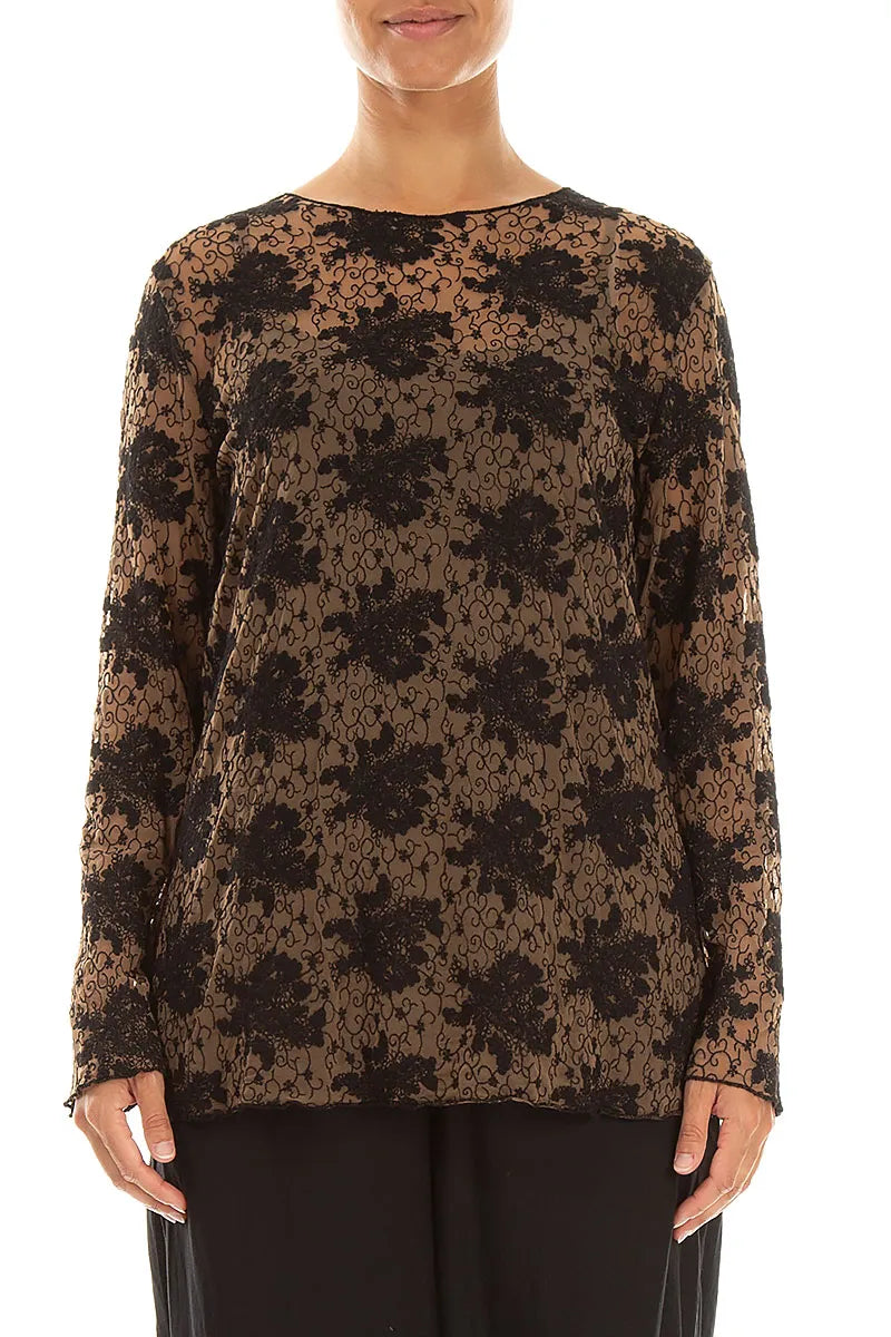 Black Floral Cotton Lace Blouse 1