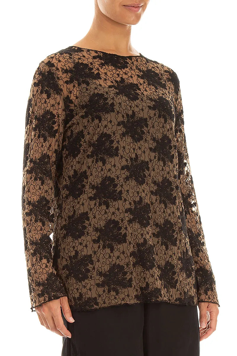 Black Floral Cotton Lace Blouse 3