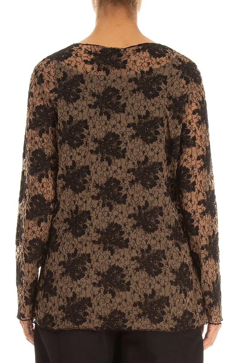 Black Floral Cotton Lace Blouse 2
