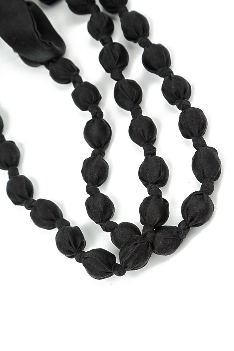 Collier fin en Soie noire et perles