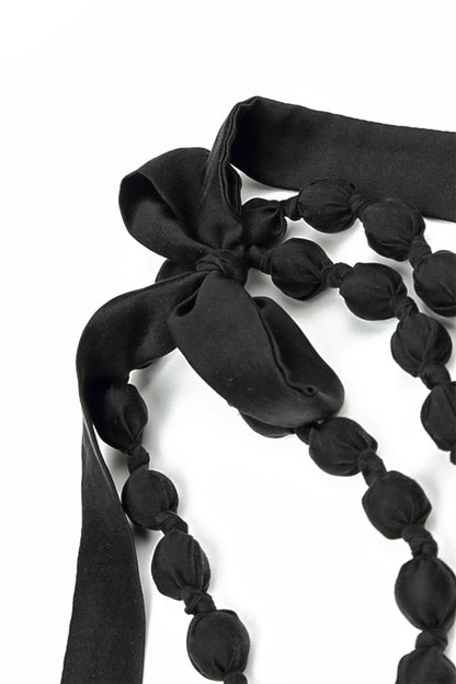 Collier fin en Soie noire et perles
