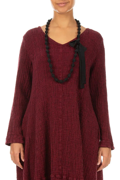 Collier fin en Soie noire et perles