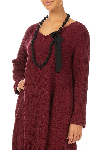 Collier fin en Soie noire et perles