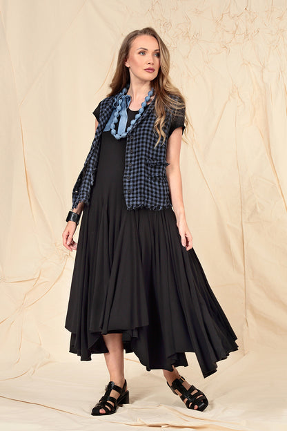 Blue Nova Check Linen Vest 7