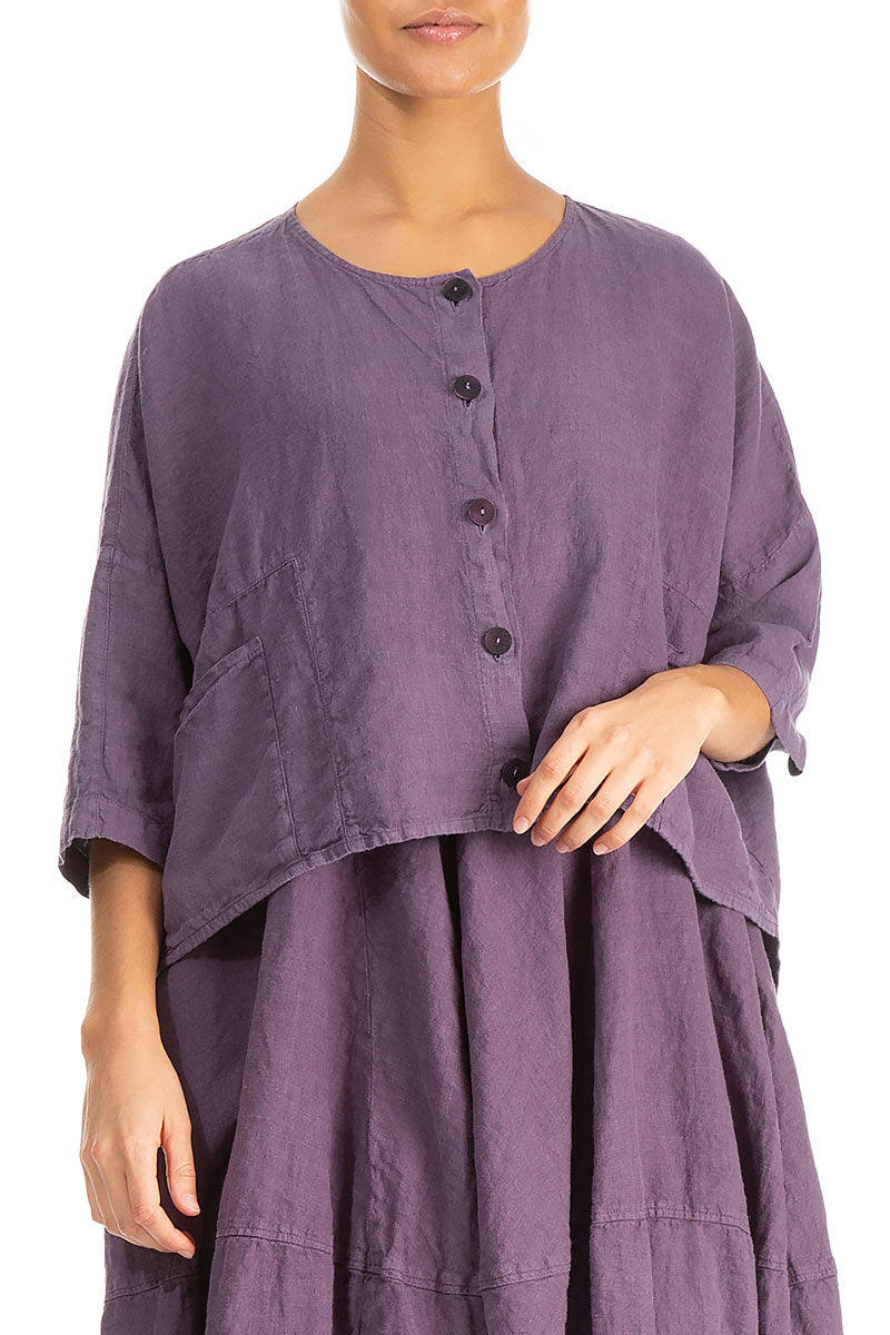 Boxy Amethyst Linen Jacket 3