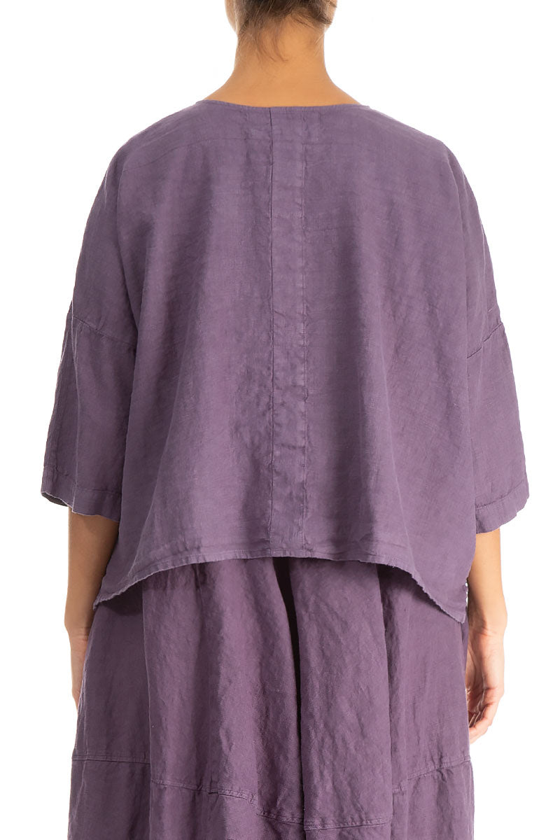 Boxy Amethyst Linen Jacket 2