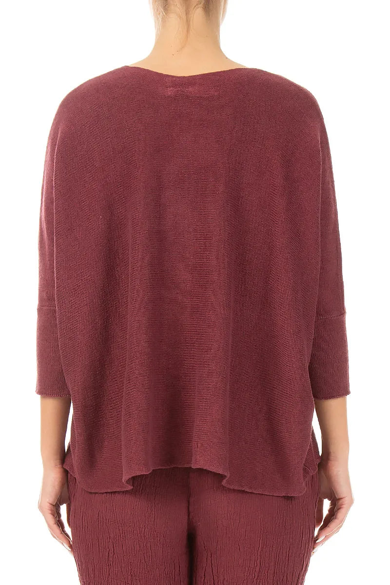Boxy Antique Ruby Linen Cardigan 2