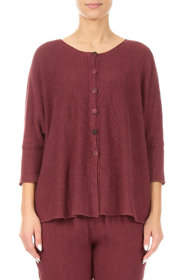 Boxy Antique Ruby Linen Cardigan 1