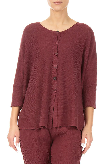 Boxy Antique Ruby Linen Cardigan 3