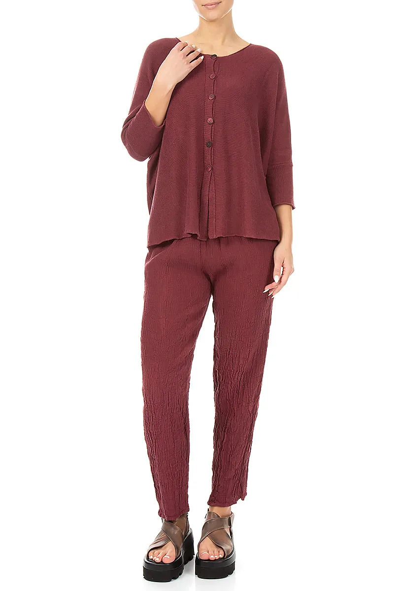 Boxy Antique Ruby Linen Cardigan 4