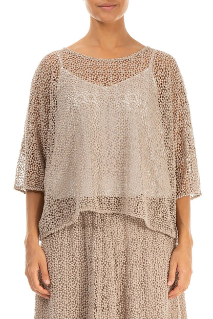 Boxy Beige Broderie Cotton Blouse 1