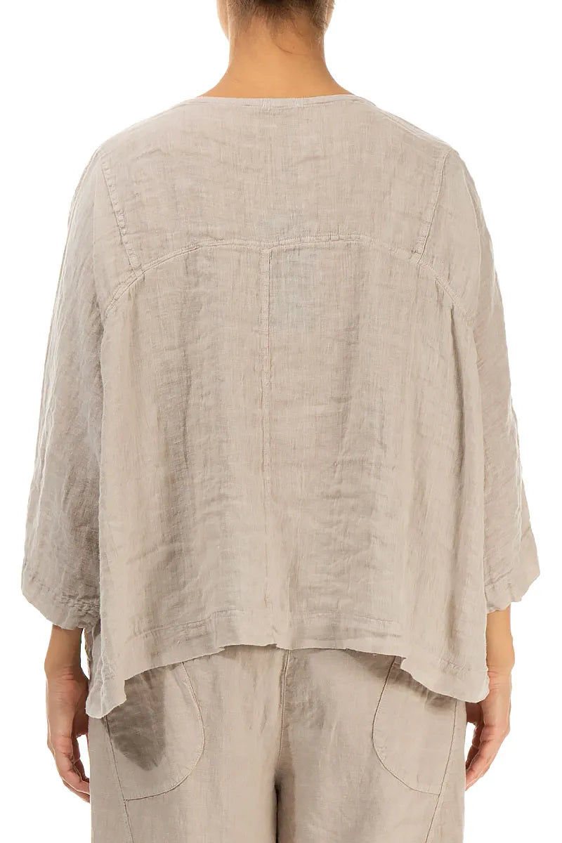 Boxy Beige Gauze Linen Blouse 2