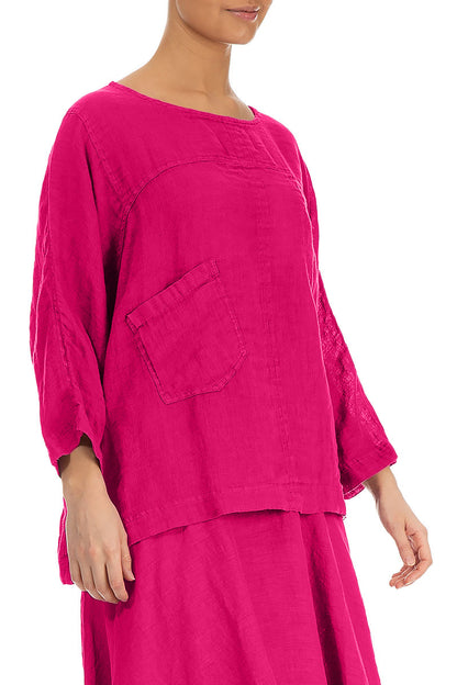 Boxy Fuchsia Gauze Linen Blouse 3