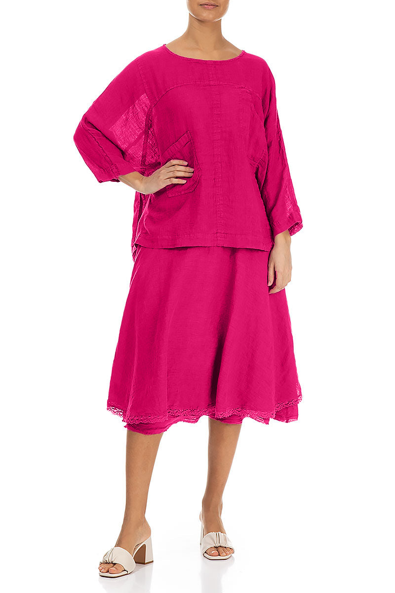 Boxy Fuchsia Gauze Linen Blouse 4