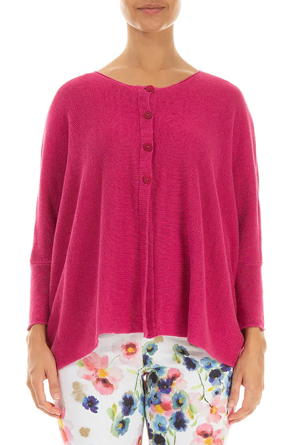 Boxy Fuchsia Linen Cardigan 1