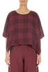 Boxy Large Check Antique Ruby Gauze Linen Blouse 1