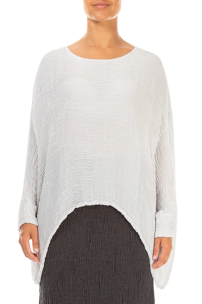 Blouse oversize en soie plissée Gris perle