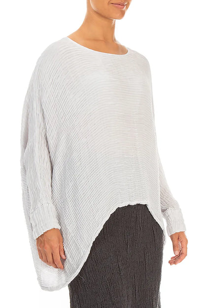 Blouse oversize en soie plissée Gris perle