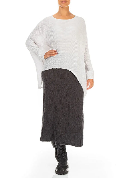 Blouse oversize en soie plissée Gris perle