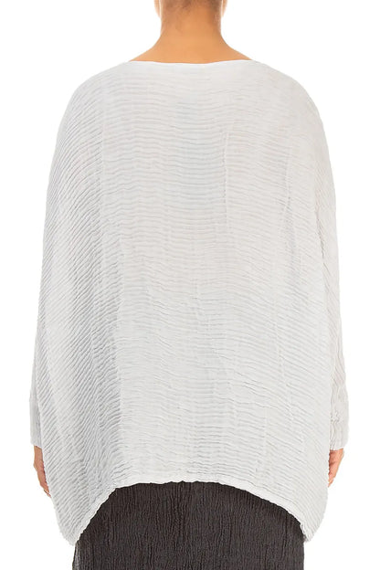 Blouse oversize en soie plissée Gris perle