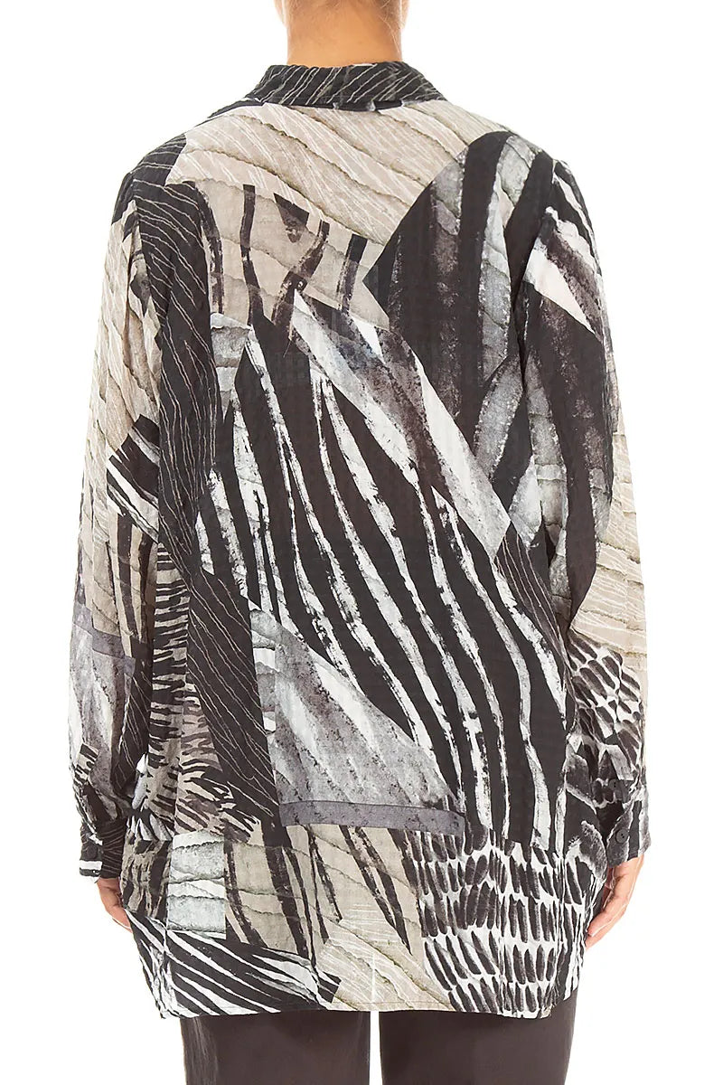 Boxy Wild Ink Textured Silk Shirt