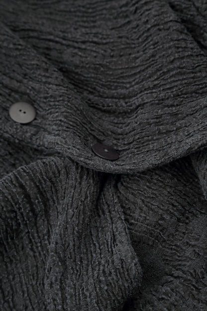 Button Charcoal Textured Silk Linen Jacket
