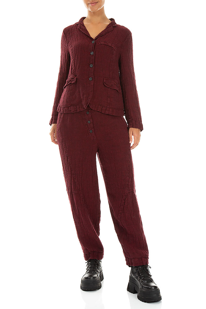 Button Front Ruby Mélange Linen Trousers 4