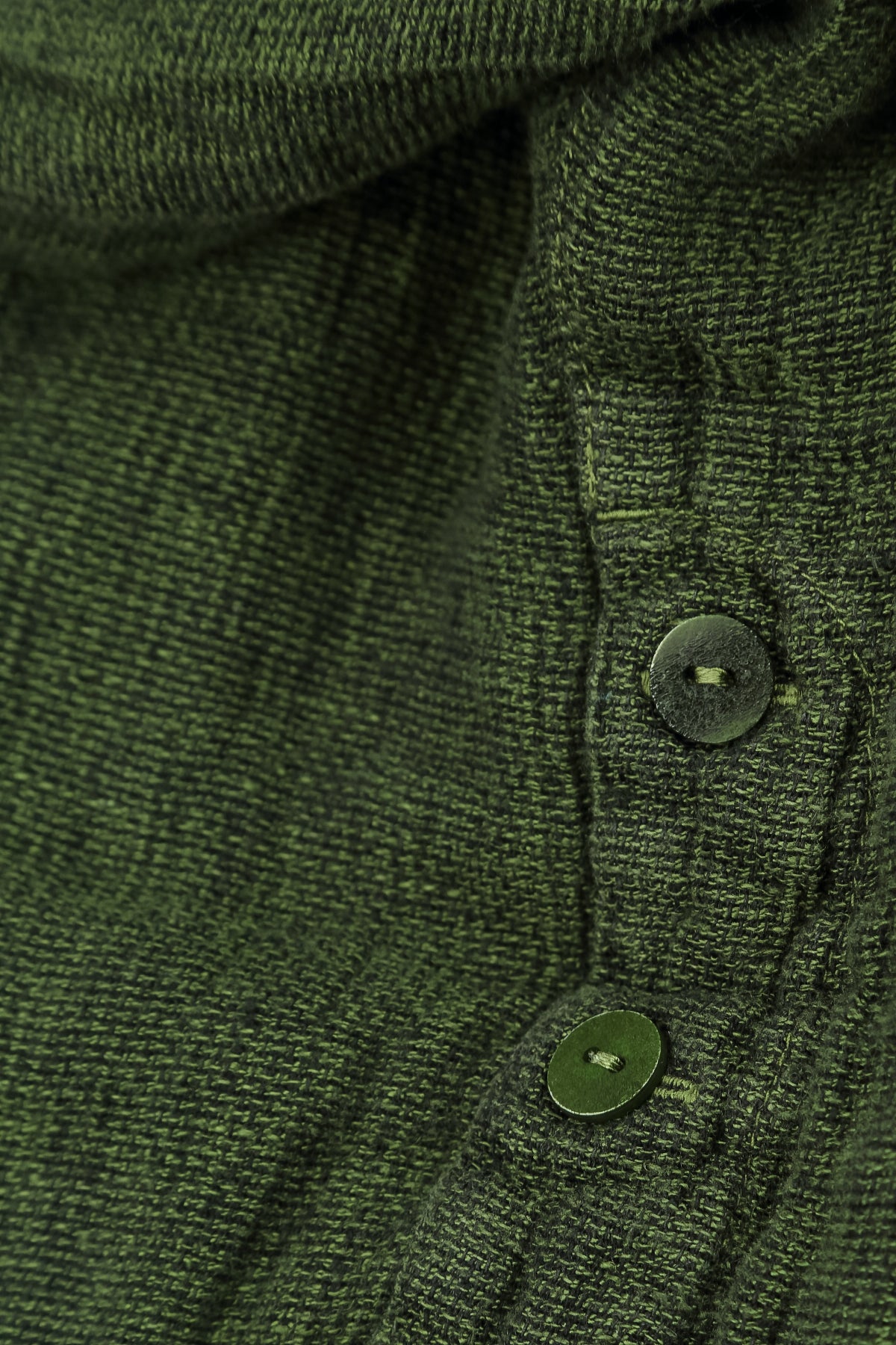 Button Front Shamrock Green Mélange Linen Trousers 5