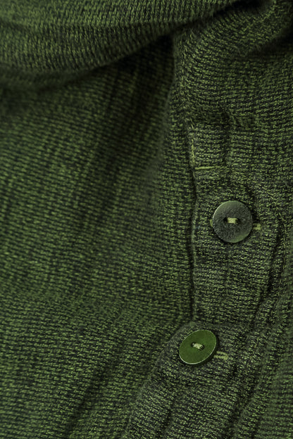 Button Front Shamrock Green Mélange Linen Trousers 5