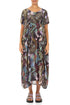 Buttoned Art Mosaic Silk Bamboo Dress 1