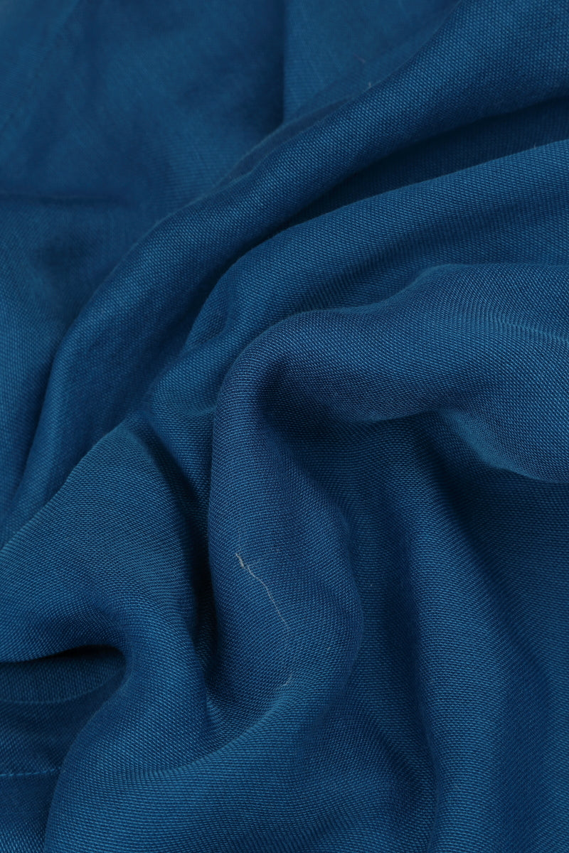 Buttoned Cobalt Blue Silk Cotton Jacket 5