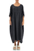 Buttoned Graphite Linen Dress 1