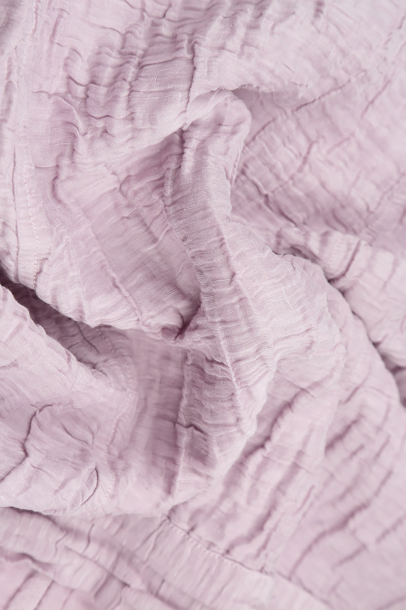 Buttoned Lilac Crinkled Silk Linen Dress 5
