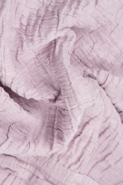 Buttoned Lilac Crinkled Silk Linen Dress 5