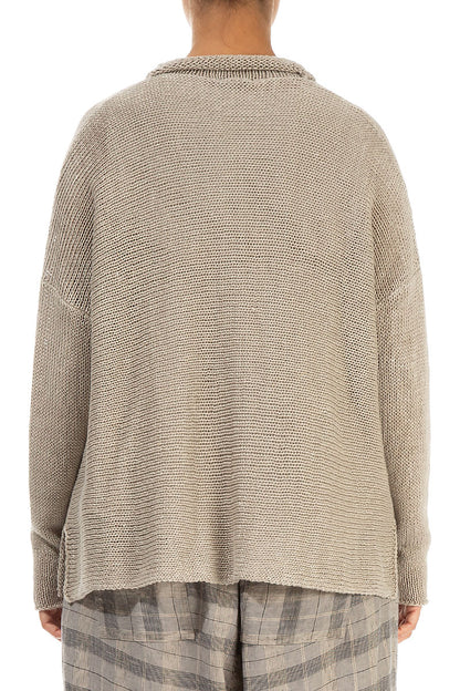 Buttoned Natural Linen Cardigan 2