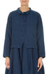 Buttoned Navy Linen Jacket 1