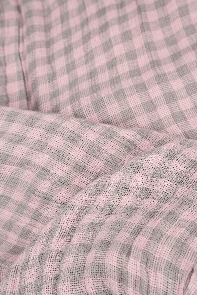 Buttoned Pink Check Linen Jacket 5