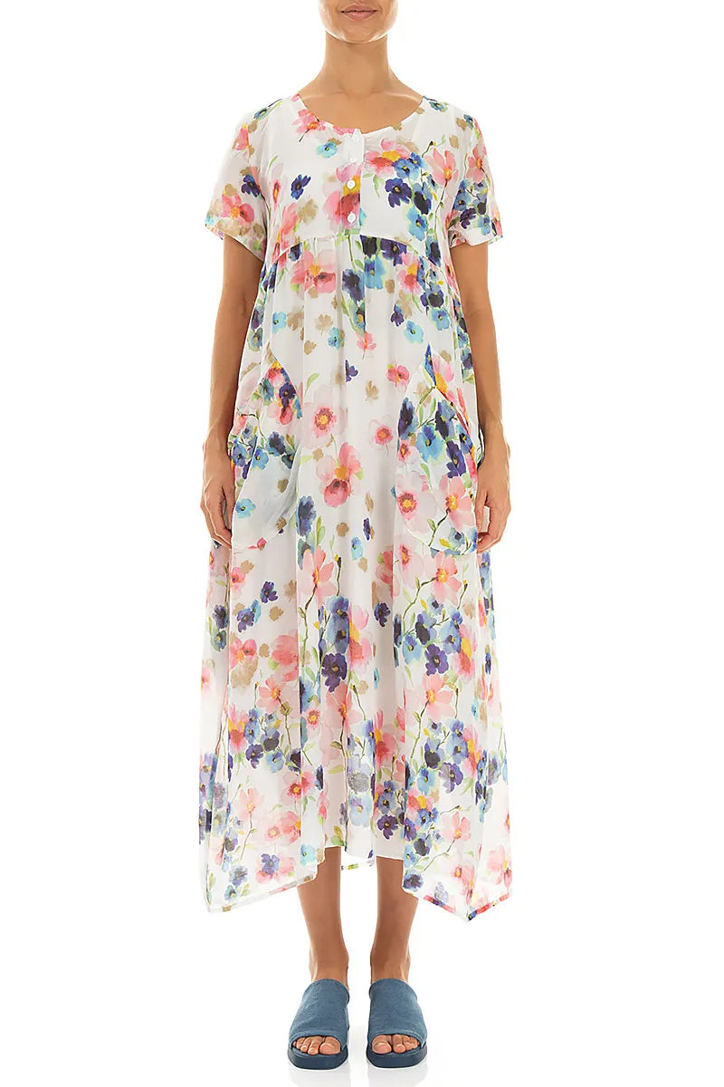 Buttoned Primrose Silk Cotton Dress 1