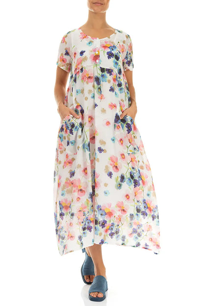 Buttoned Primrose Silk Cotton Dress 4