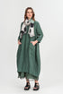 Buttoned Sage Crinkled Silk Linen Dress 1