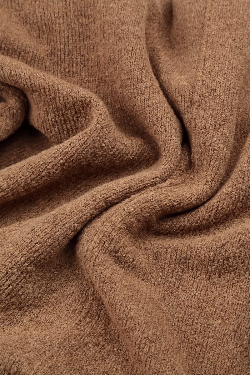 Buttoned V-Neck Caramel Wool Cardigan 5
