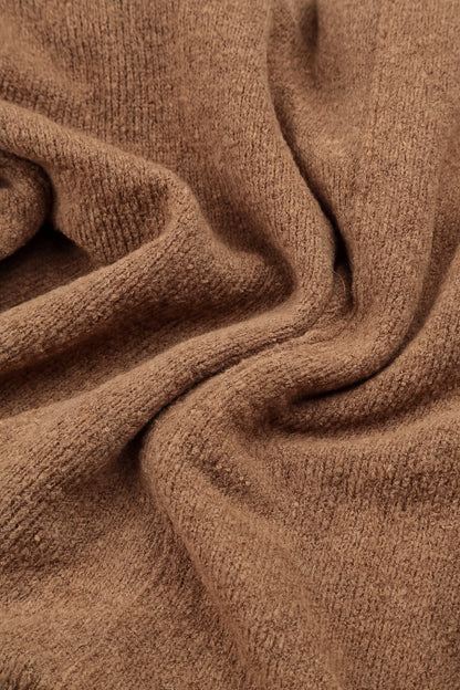 Buttoned V-Neck Caramel Wool Cardigan 5