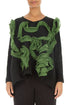 Cascading Waves Shamrock Green Wavy Cotton Blouse 1