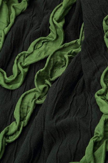 Cascading Waves Shamrock Green Wavy Cotton Blouse 6