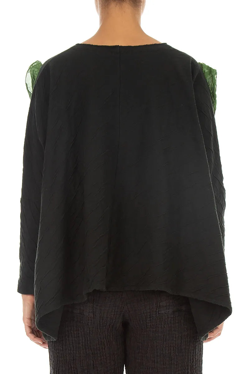 Cascading Waves Shamrock Green Wavy Cotton Blouse 2