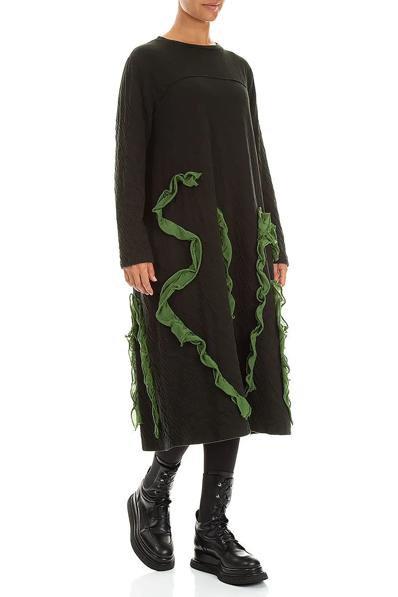 Cascading Waves Shamrock Green Wavy Cotton Dress 3