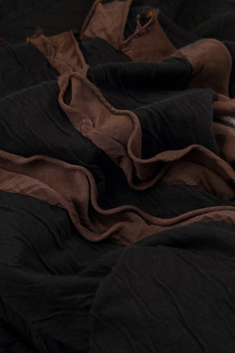 Cascading Waves Truffle Brown Wavy Cotton Dress 7