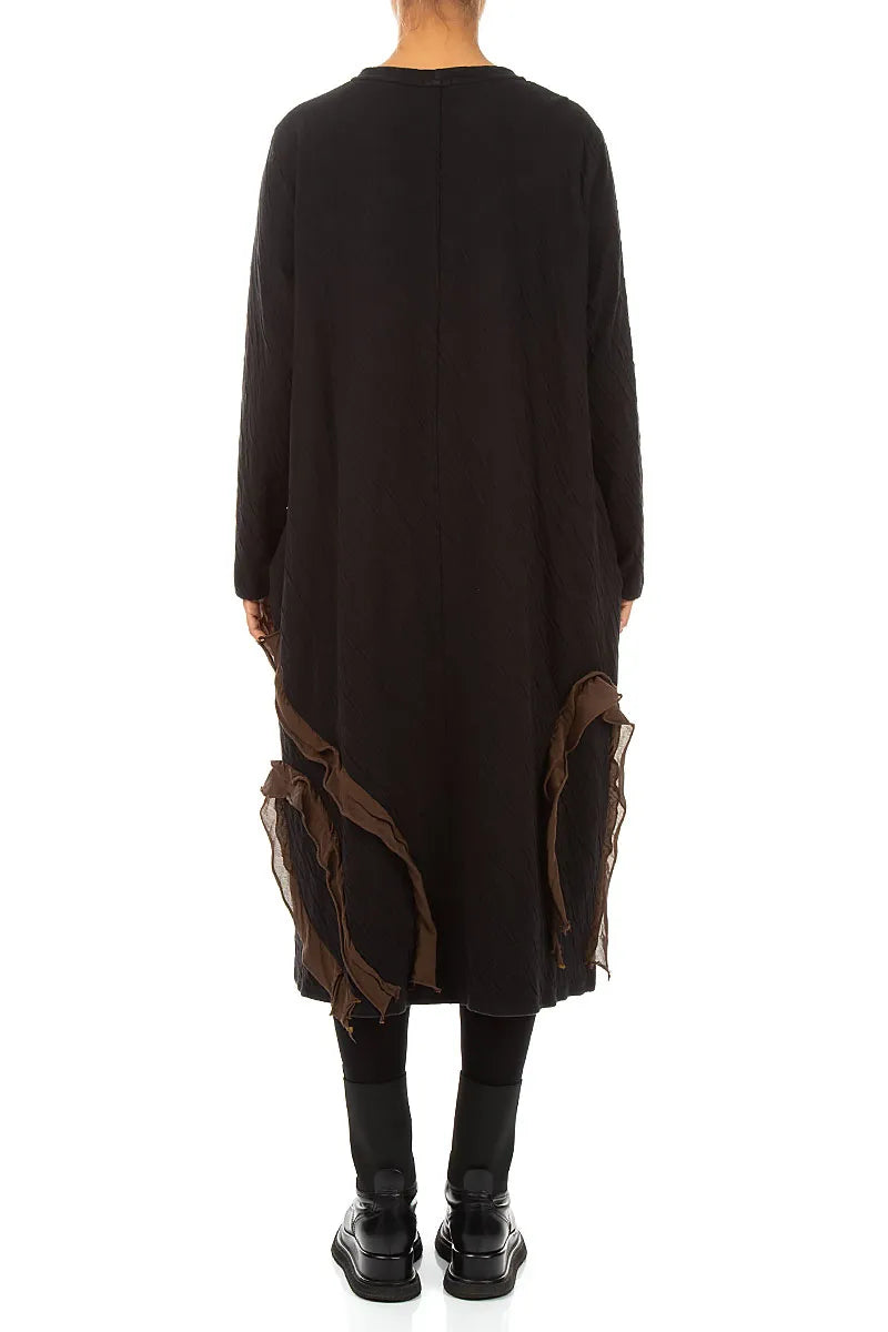 Cascading Waves Truffle Brown Wavy Cotton Dress 3