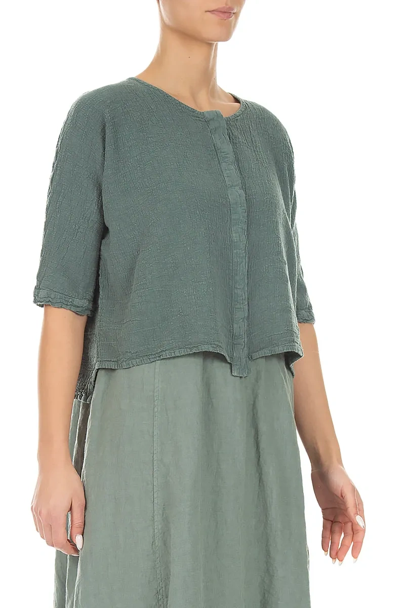 Centre Placket Sage Linen Viscose Jacket 3